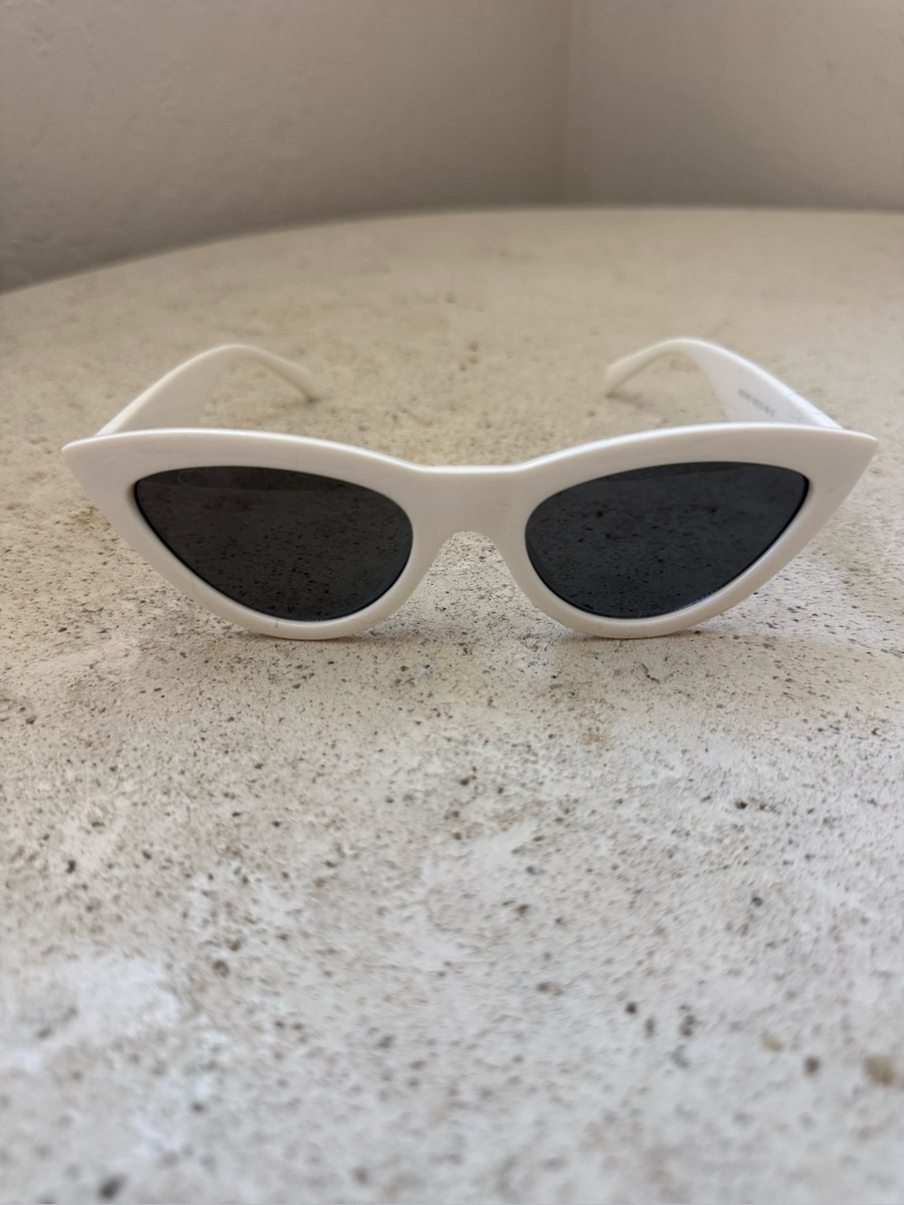 White Cat-Eye Sunglasses with Black Lenses